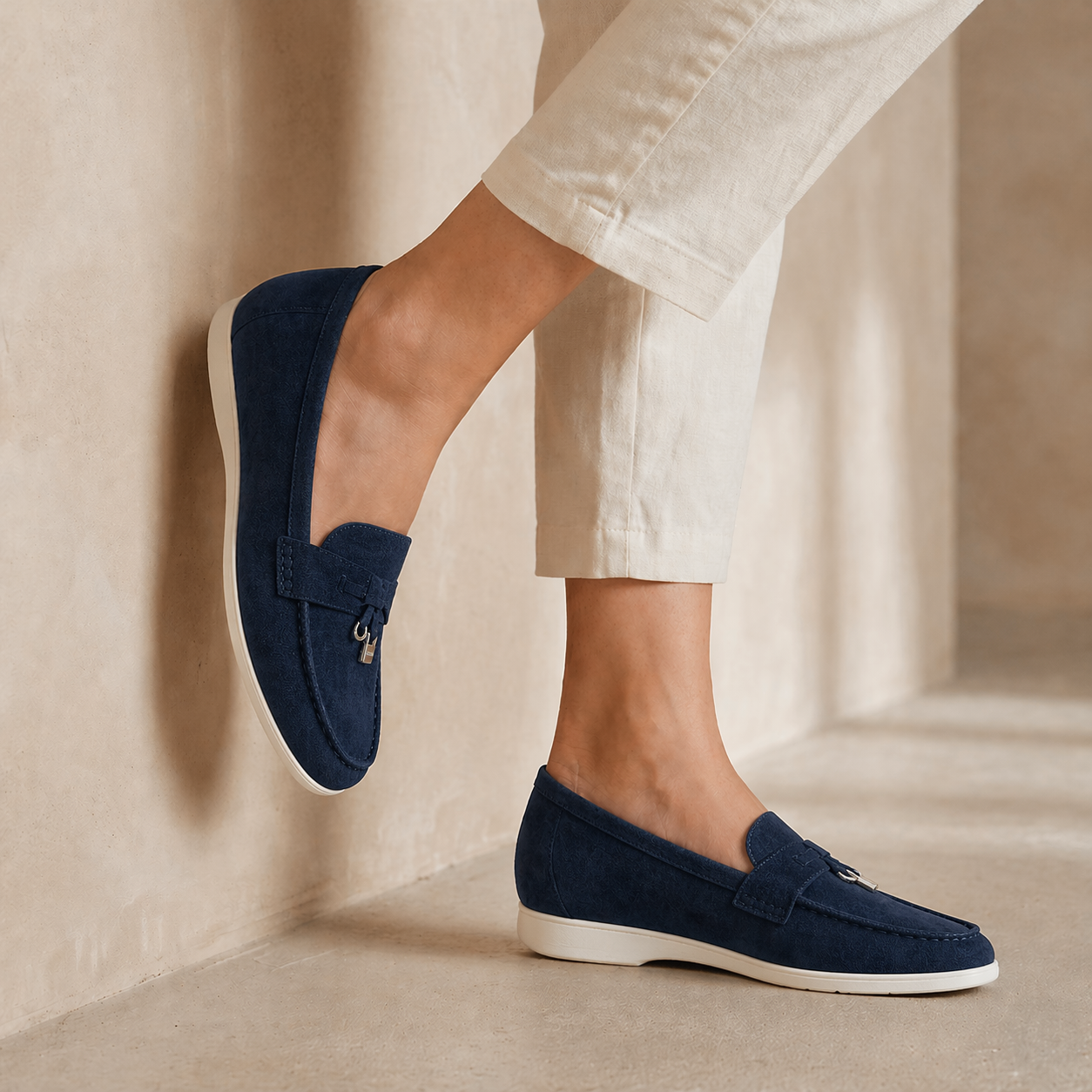 Mocassins Femme Bleu Marine à Semelle Confort