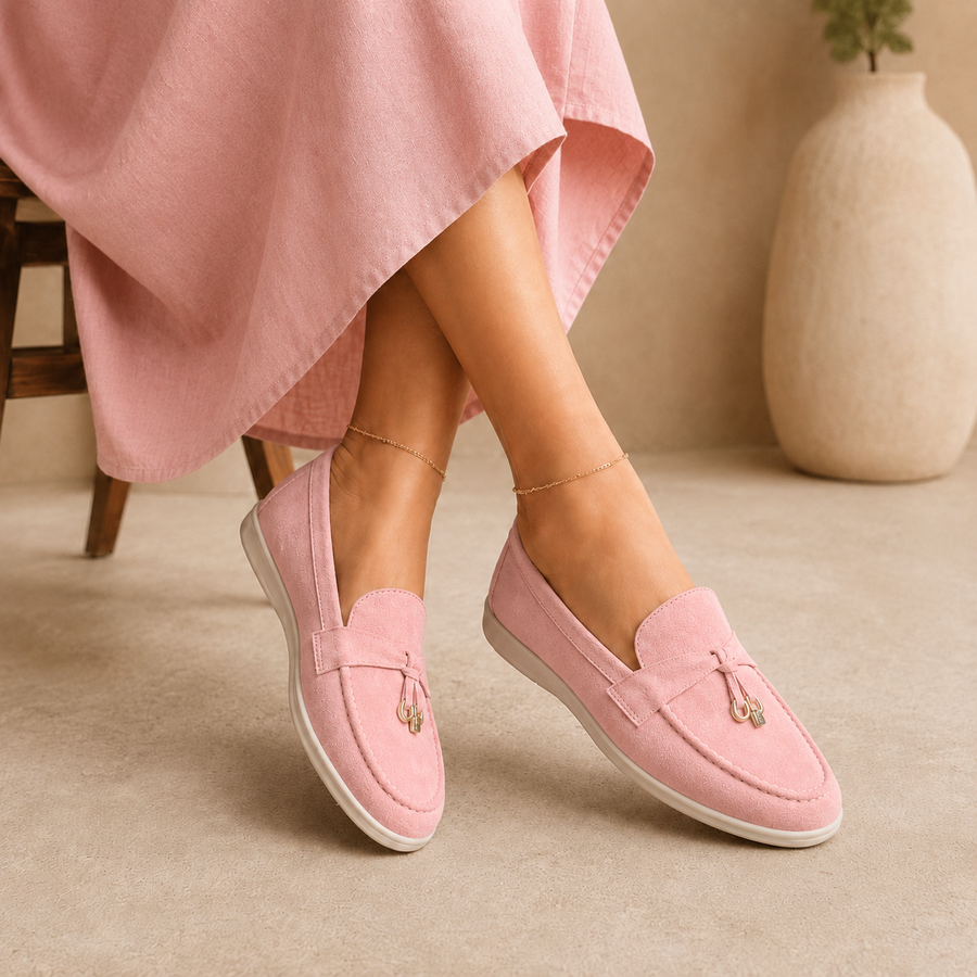 Mocassin rose bébé à semelle confortable