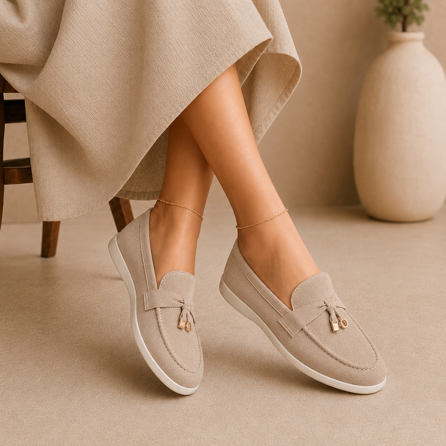 Mocassin beige à semelle confortable