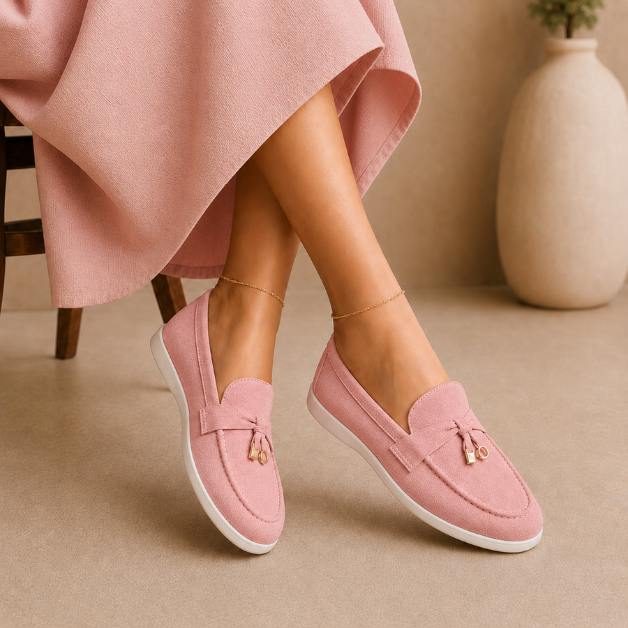 Mocassin rose bébé à semelle confortable