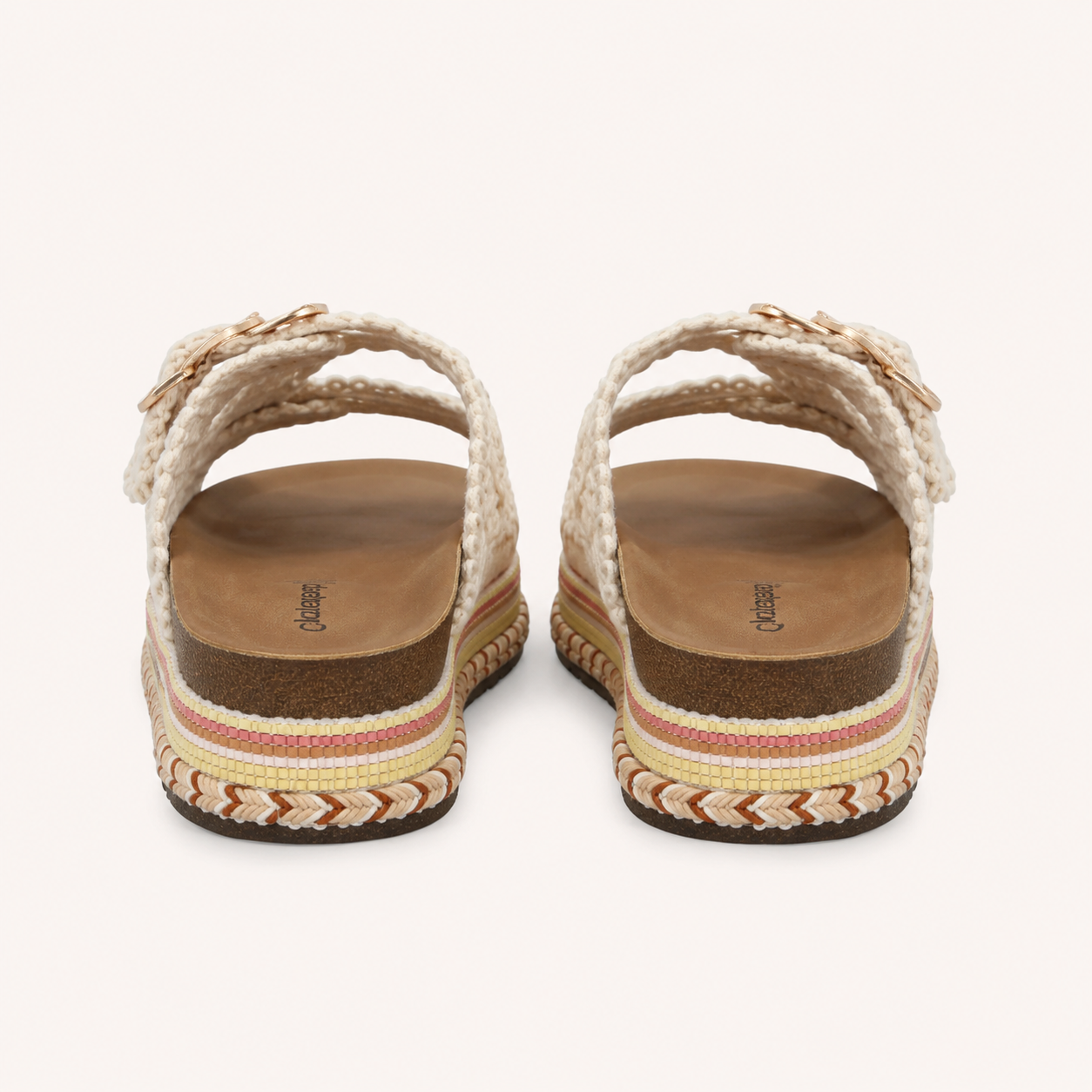Sandales Beige à Semelle Plateforme Tressée