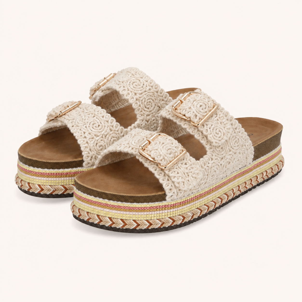 Sandales Beige à Semelle Plateforme Tressée