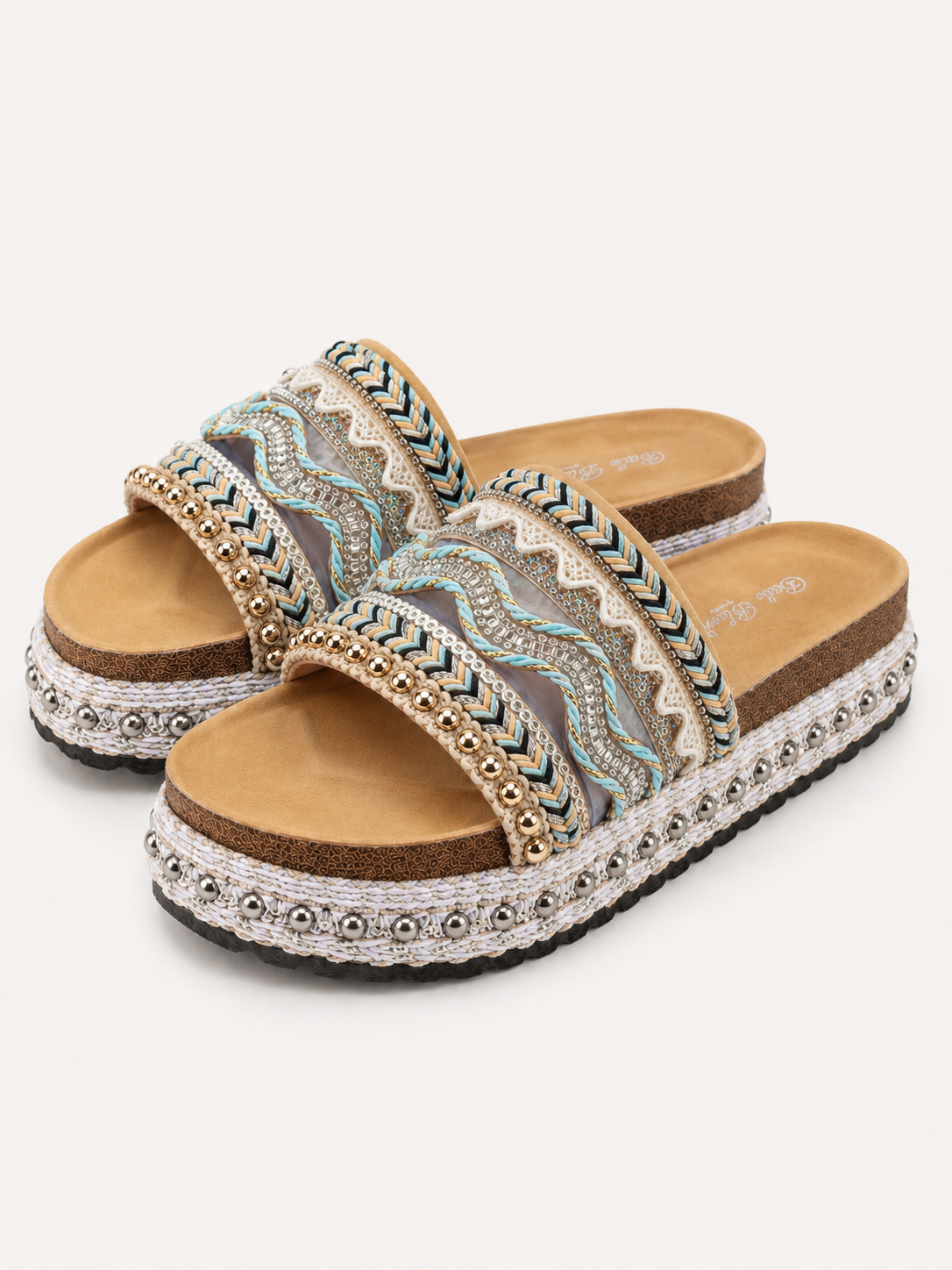 Sandale Bohème Chic Bleu & Argent