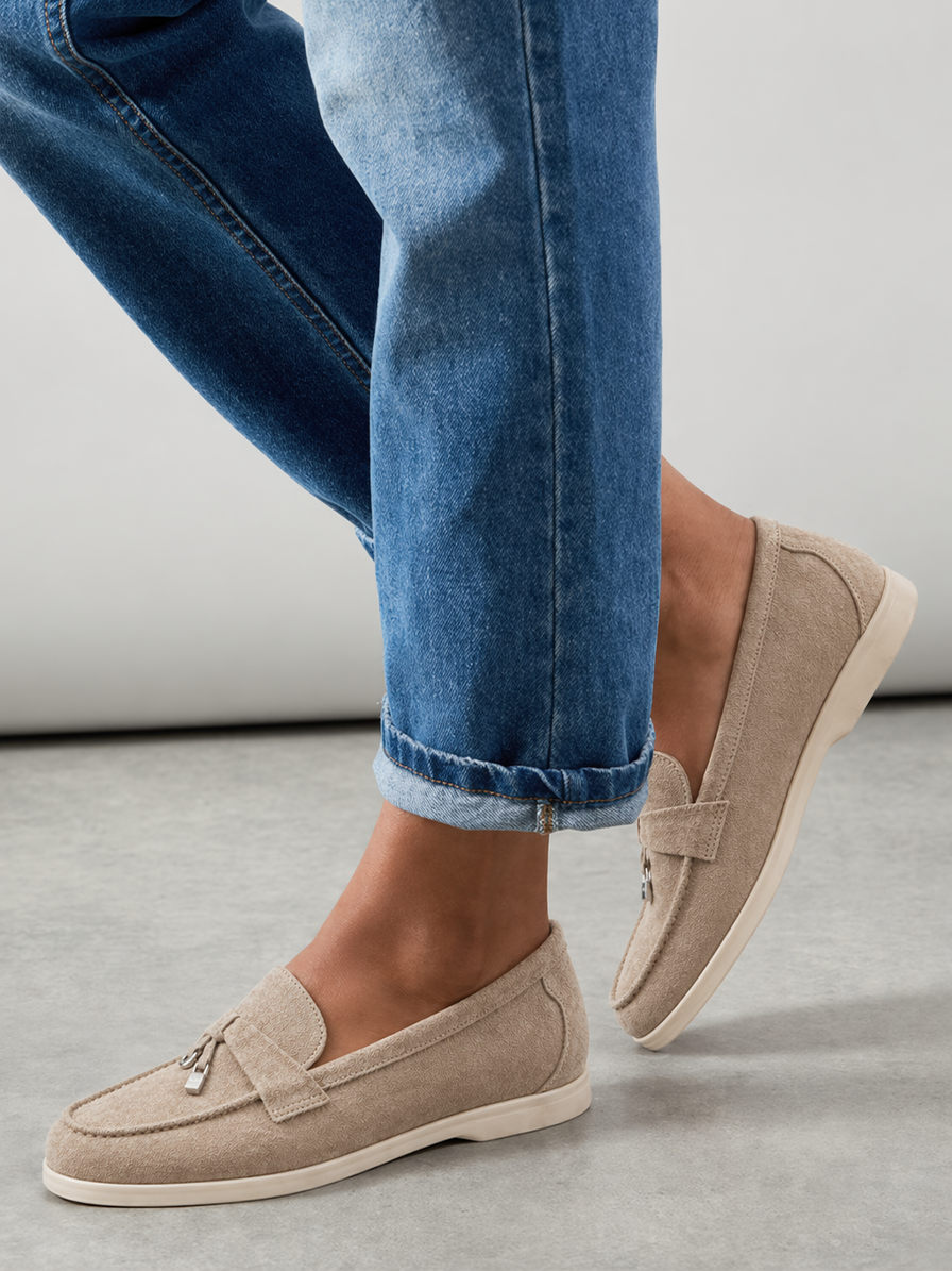 Mocassins Femme Beige à Semelle Confort